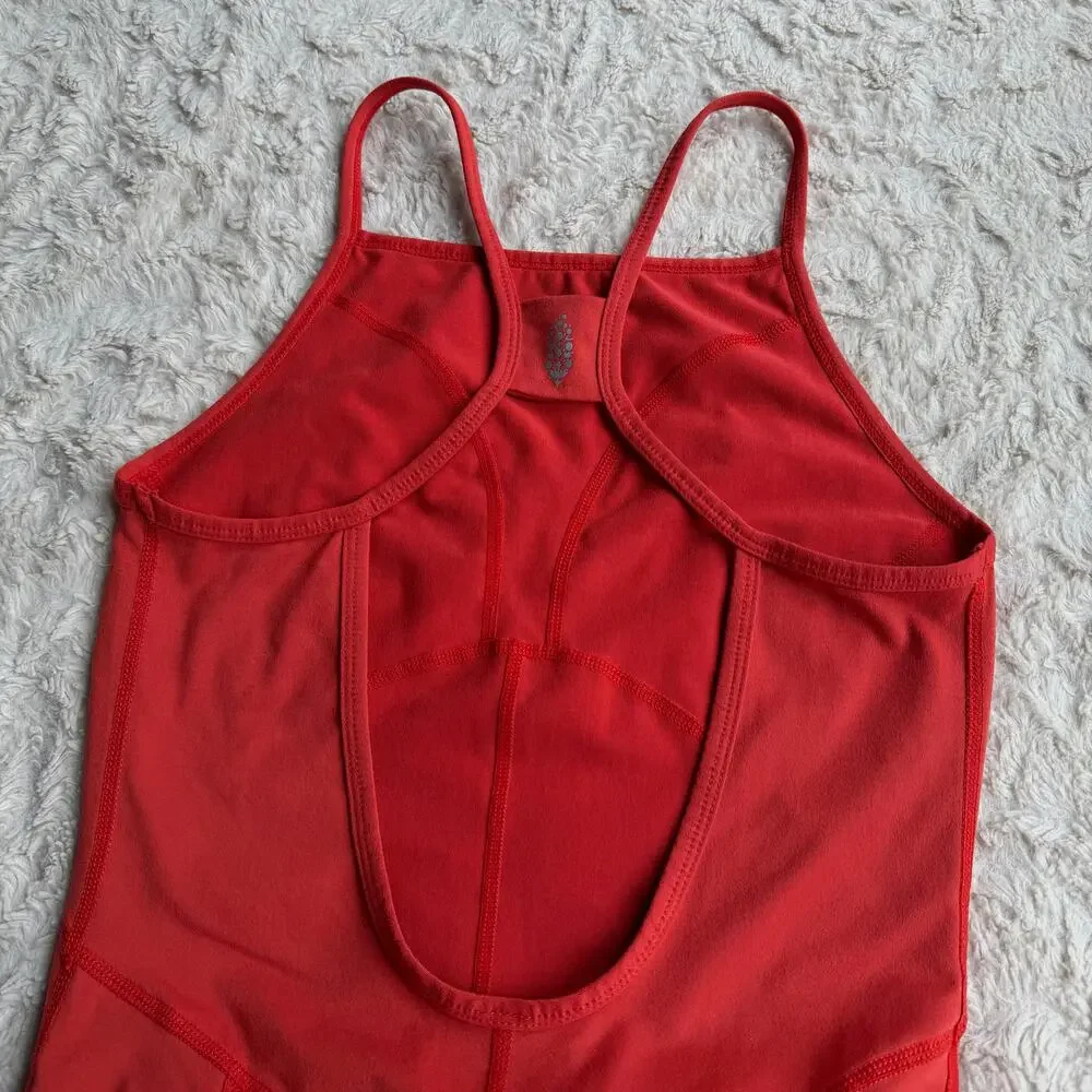 FP movement side to side performance onesie jumpsuit coral red free people S‎